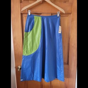 Elegant Blue and Green A-Line Skirt